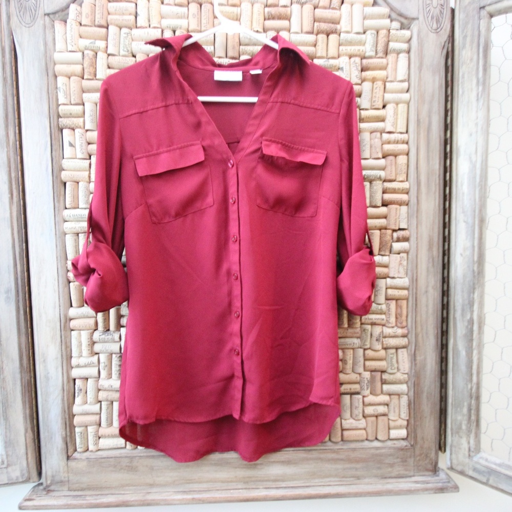 Work blouse casual loose fitting Small Red
